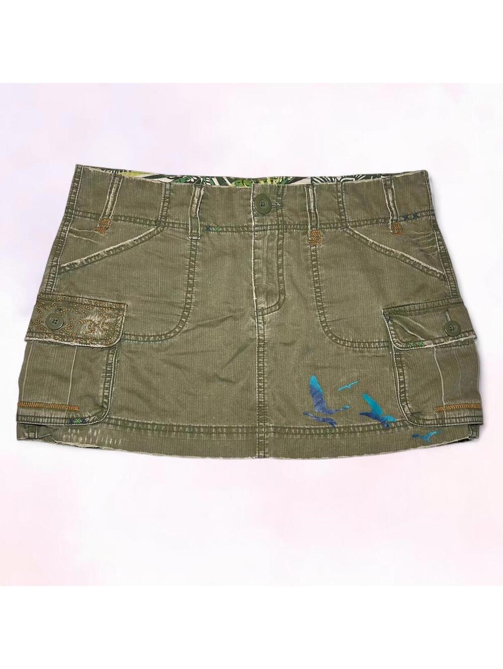 Y2K 2000s Old Navy Green Navy Mini Skirt Size 8 Cute Preppy Indie Sleaze - Picture 3 of 4